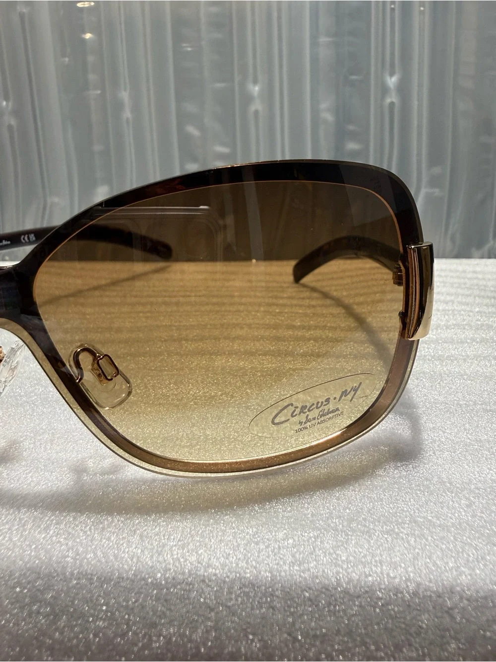 Women’s Circus NY by Sam Edelman Gold Metal Shield Rectangular Sunglasses-New